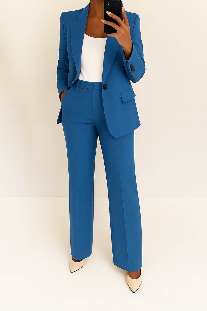Jacqueline | Colbert Dames Broekpak Wijde Pijp Hoge Taille