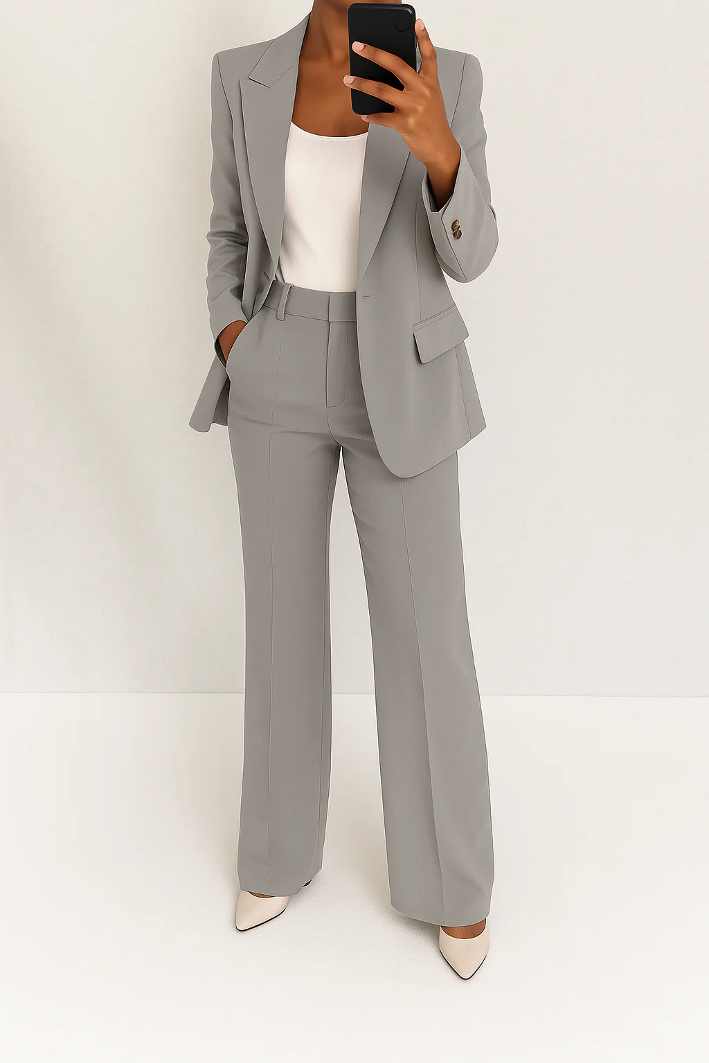 Jacqueline | Colbert Dames Broekpak Wijde Pijp Hoge Taille