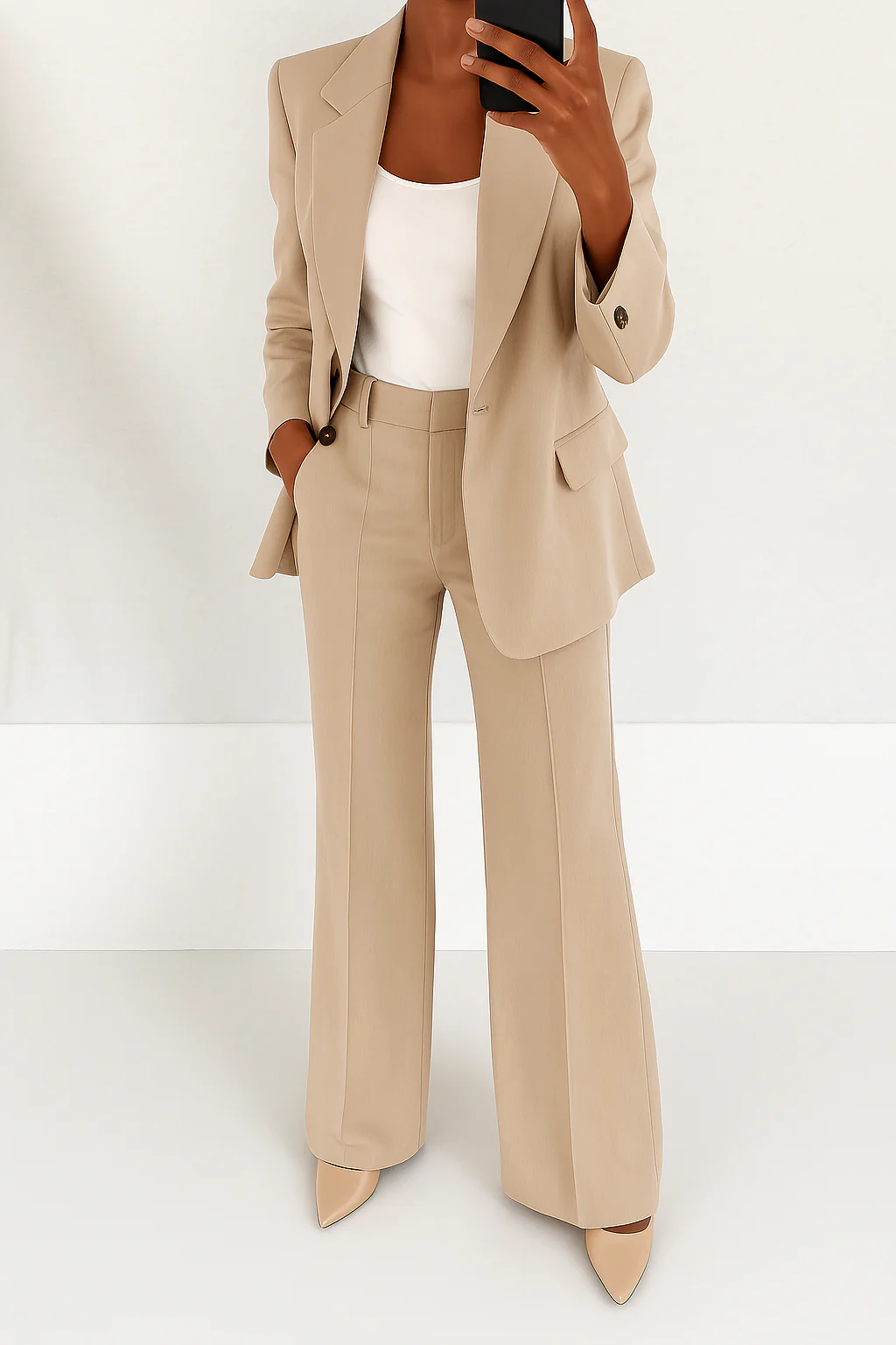 Jacqueline | Colbert Dames Broekpak Wijde Pijp Hoge Taille