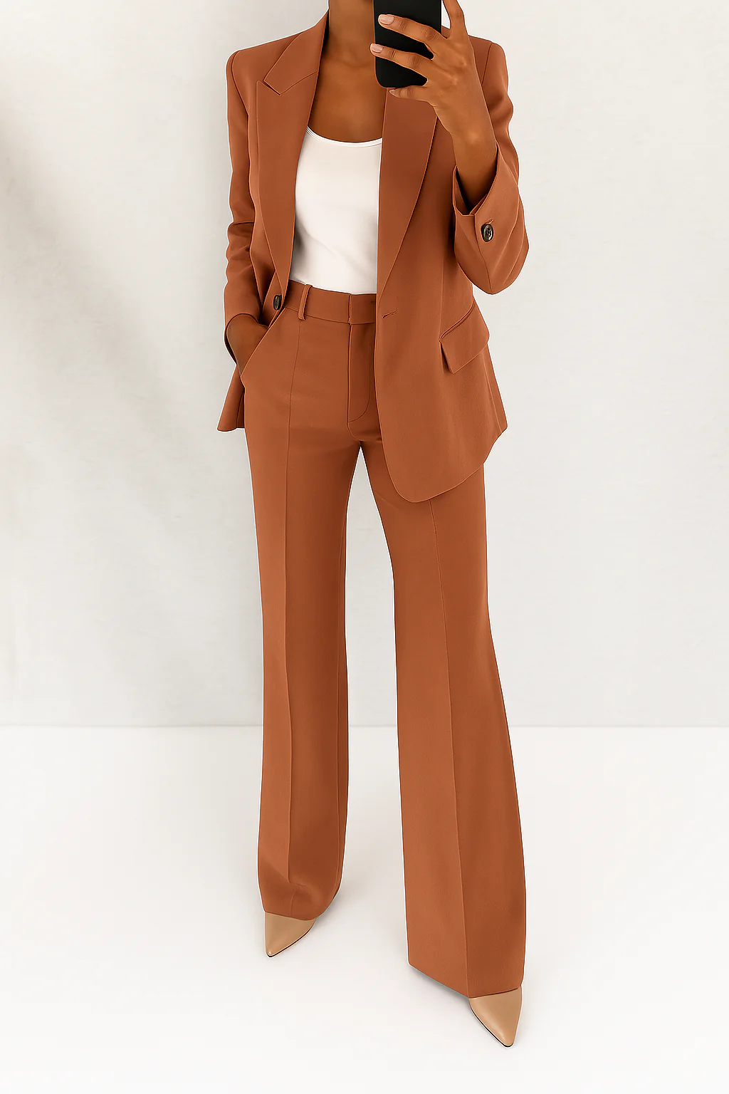 Jacqueline | Colbert Dames Broekpak Wijde Pijp Hoge Taille