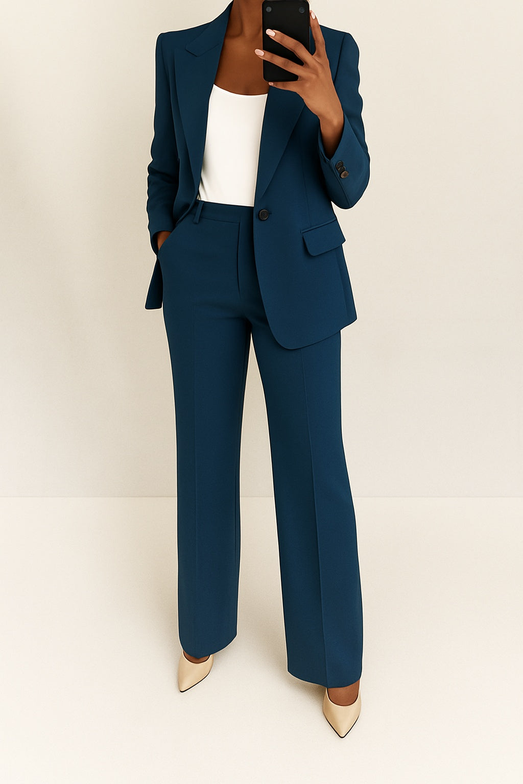 Jacqueline | Colbert Dames Broekpak Wijde Pijp Hoge Taille