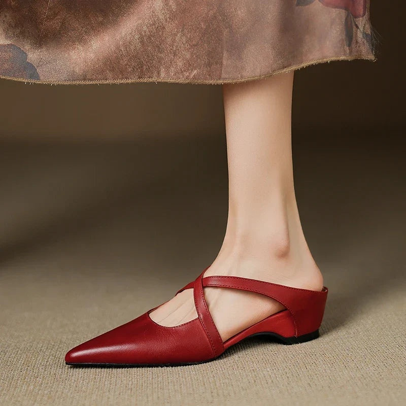 Jasmijn | Leren Pumps Dames Spitse Neus Kruisband