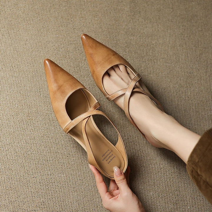 Jasmijn | Leren Pumps Dames Spitse Neus Kruisband