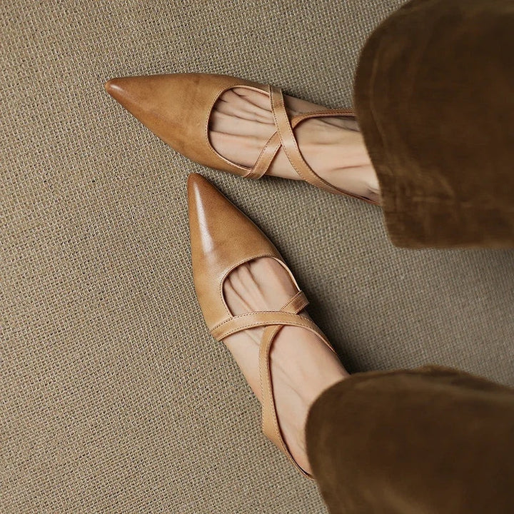 Jasmijn | Leren Pumps Dames Spitse Neus Kruisband