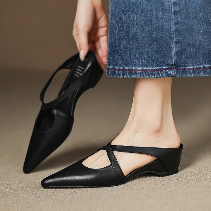 Jasmijn | Leren Pumps Dames Spitse Neus Kruisband