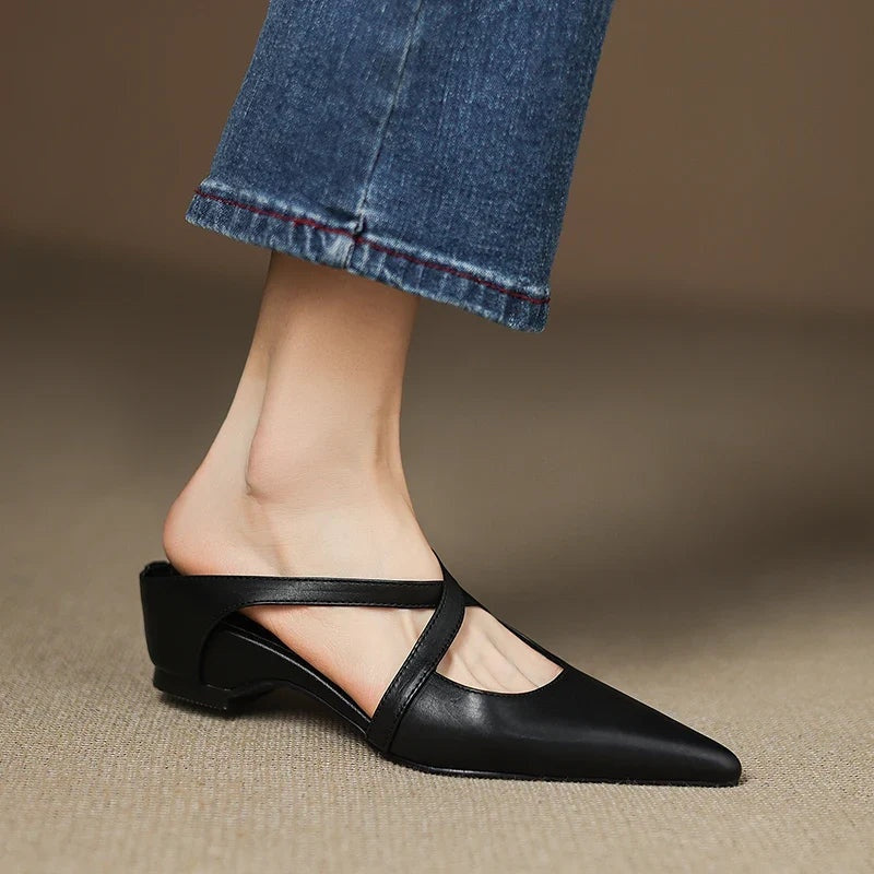 Jasmijn | Leren Pumps Dames Spitse Neus Kruisband
