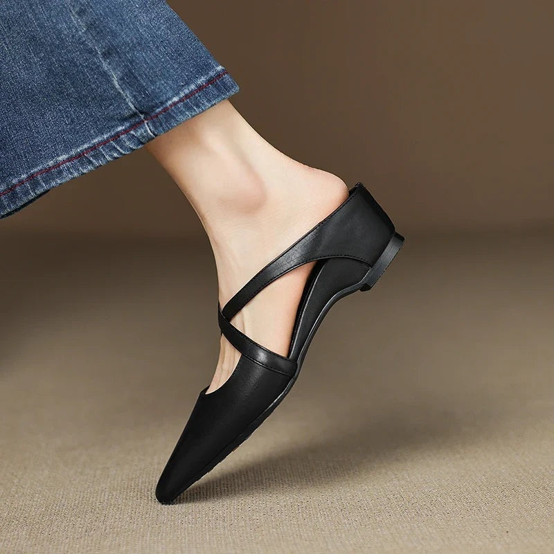 Jasmijn | Leren Pumps Dames Spitse Neus Kruisband