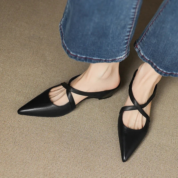 Jasmijn | Leren Pumps Dames Spitse Neus Kruisband