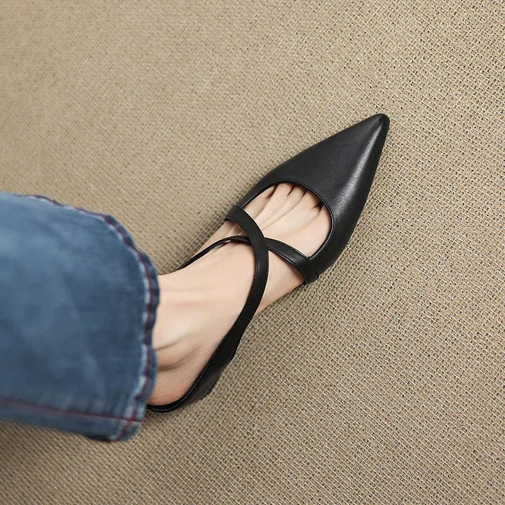 Jasmijn | Leren Pumps Dames Spitse Neus Kruisband
