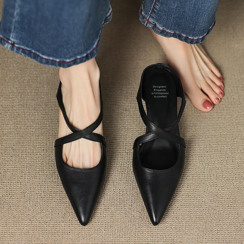 Jasmijn | Leren Pumps Dames Spitse Neus Kruisband
