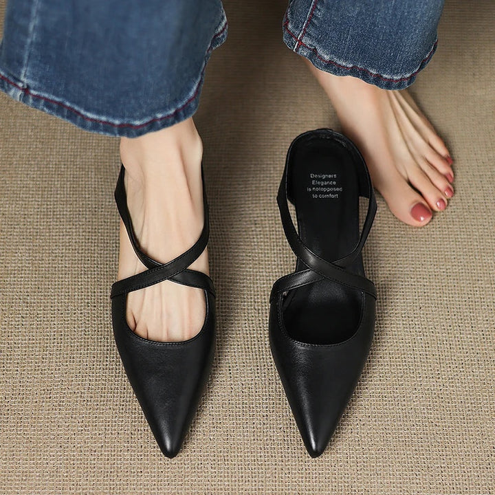 Jasmijn | Leren Pumps Dames Spitse Neus Kruisband