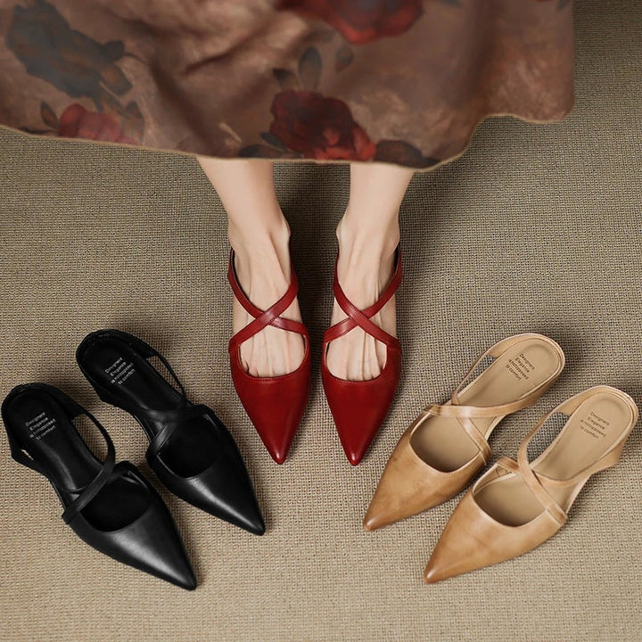 Jasmijn | Leren Pumps Dames Spitse Neus Kruisband