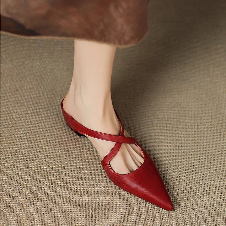 Jasmijn | Leren Pumps Dames Spitse Neus Kruisband