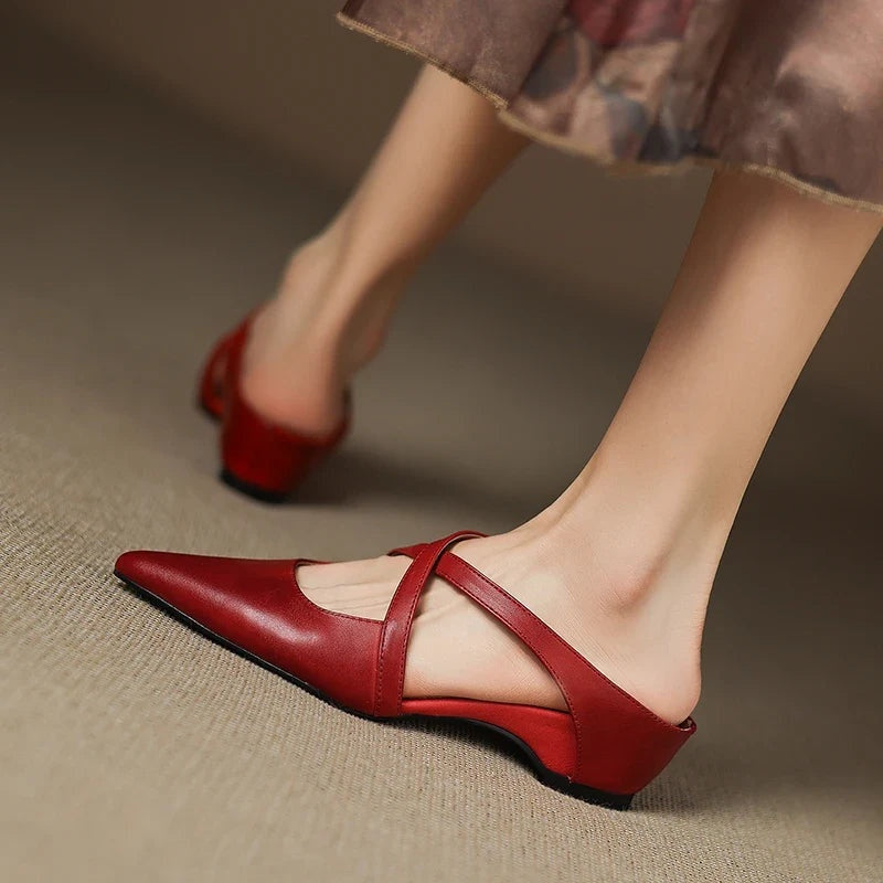 Jasmijn | Leren Pumps Dames Spitse Neus Kruisband