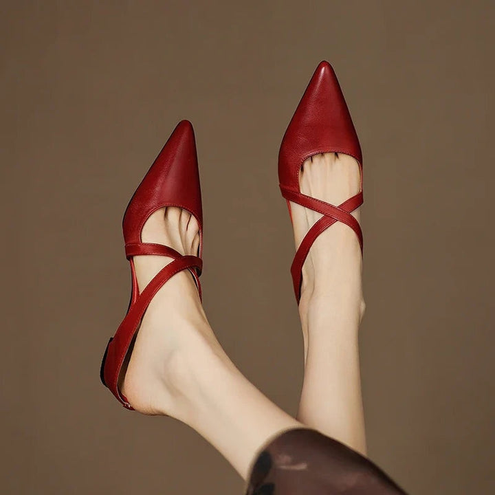 Jasmijn | Leren Pumps Dames Spitse Neus Kruisband