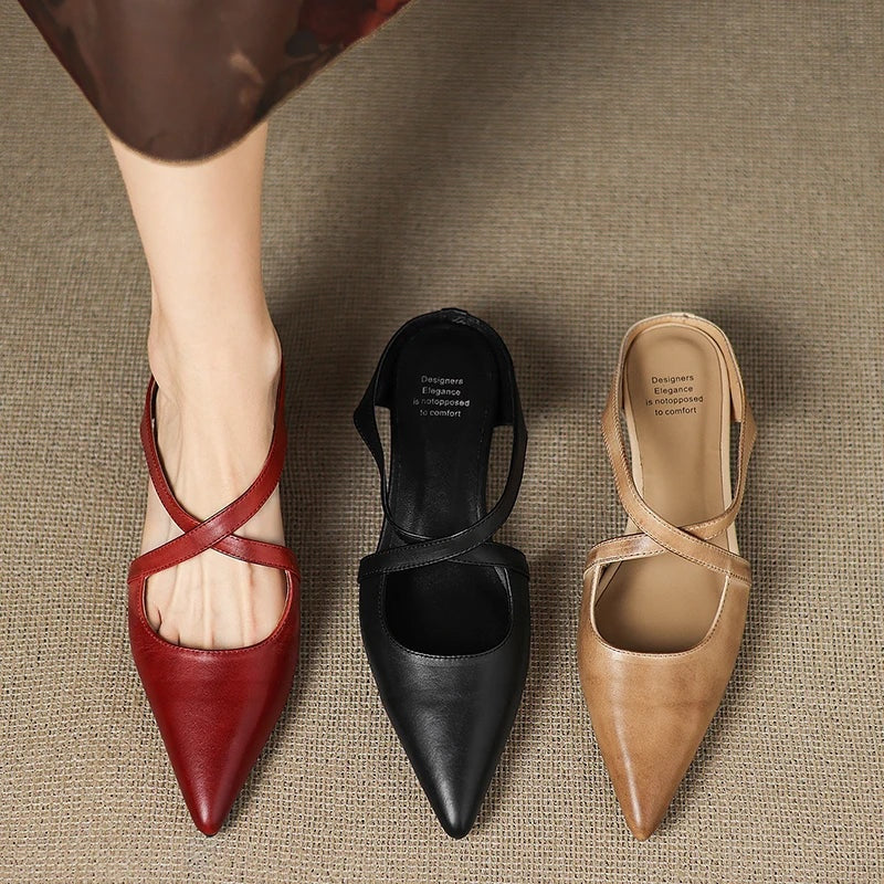 Jasmijn | Leren Pumps Dames Spitse Neus Kruisband