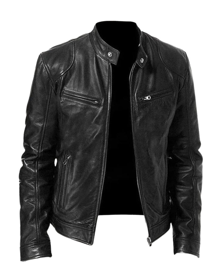 Jasper | Men's Faux Leather Moto Jacket with Stand Collar