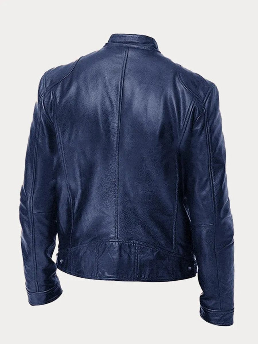 Jasper | Men's Faux Leather Moto Jacket with Stand Collar