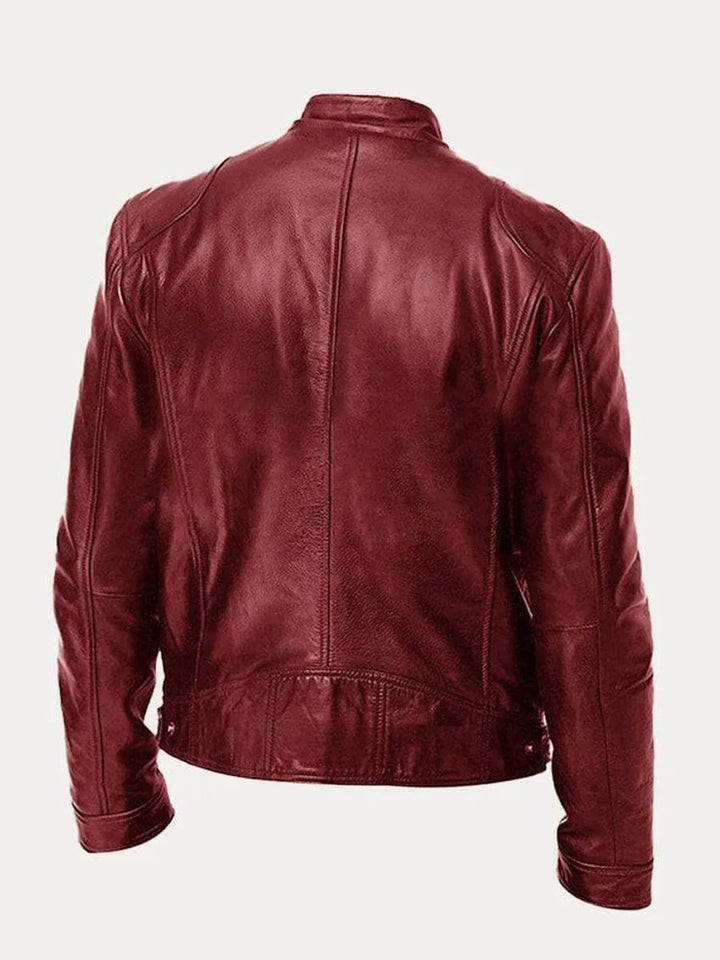 Jasper | Men's Faux Leather Moto Jacket with Stand Collar