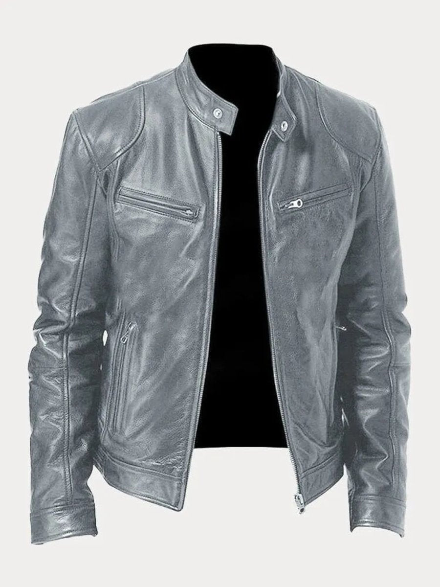 Jasper | Men's Faux Leather Moto Jacket with Stand Collar