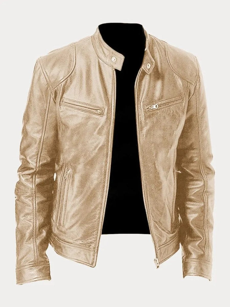 Jasper | Men's Faux Leather Moto Jacket with Stand Collar