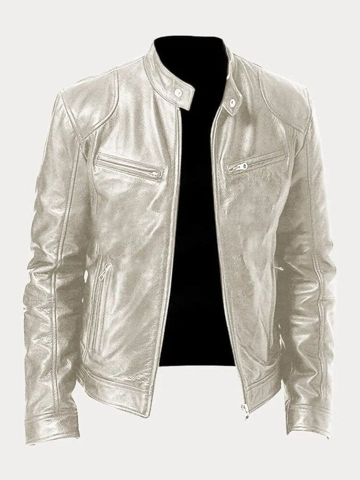 Jasper | Men's Faux Leather Moto Jacket with Stand Collar