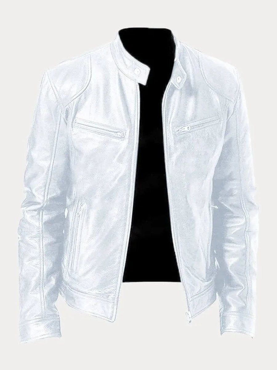 Jasper | Men's Faux Leather Moto Jacket with Stand Collar