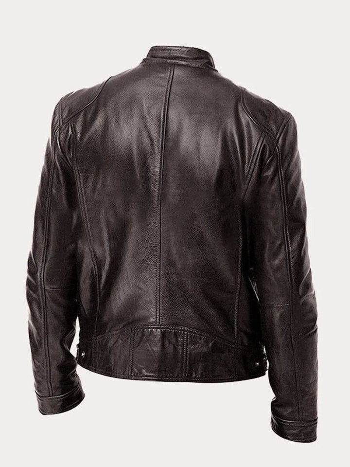 Jasper | Men's Faux Leather Moto Jacket with Stand Collar