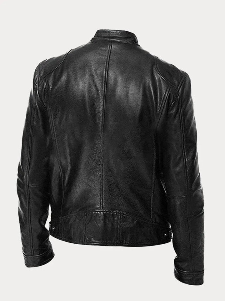 Jasper | Men's Faux Leather Moto Jacket with Stand Collar