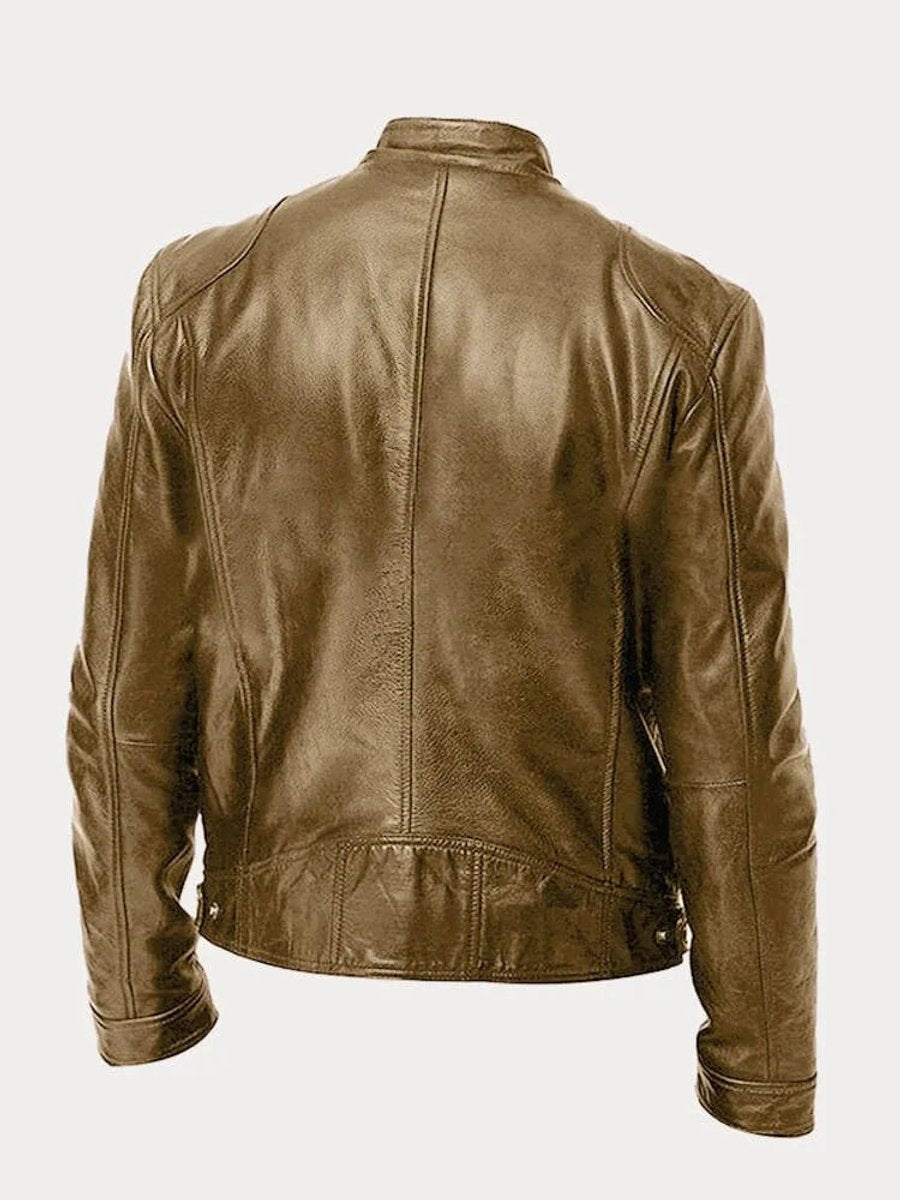Jasper | Men's Faux Leather Moto Jacket with Stand Collar