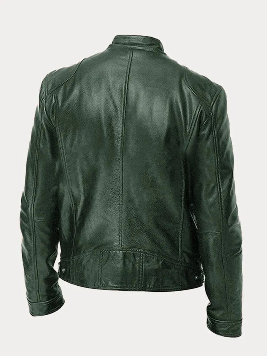 Jasper | Men's Faux Leather Moto Jacket with Stand Collar