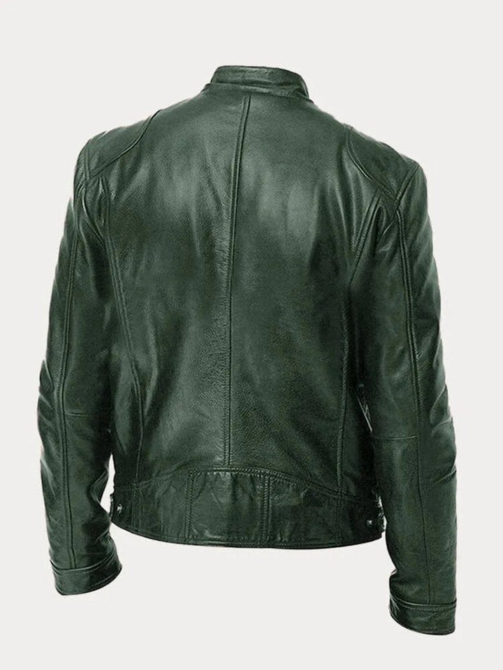 Jasper | Men's Faux Leather Moto Jacket with Stand Collar