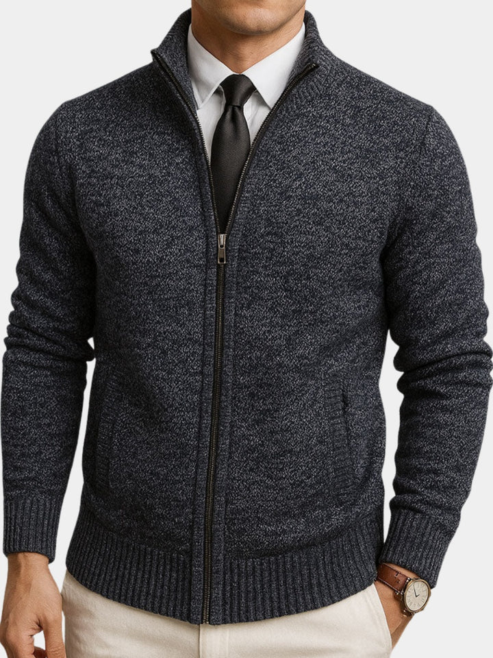 Jasper | Men's Wool Zip Up Cardigan Sweater with Stand Collar
