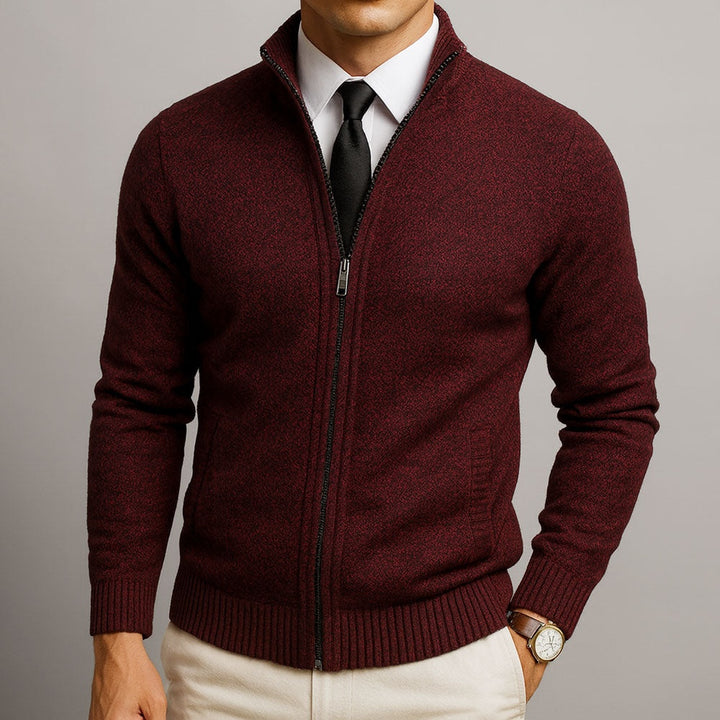 Jasper | Men's Wool Zip Up Cardigan Sweater with Stand Collar