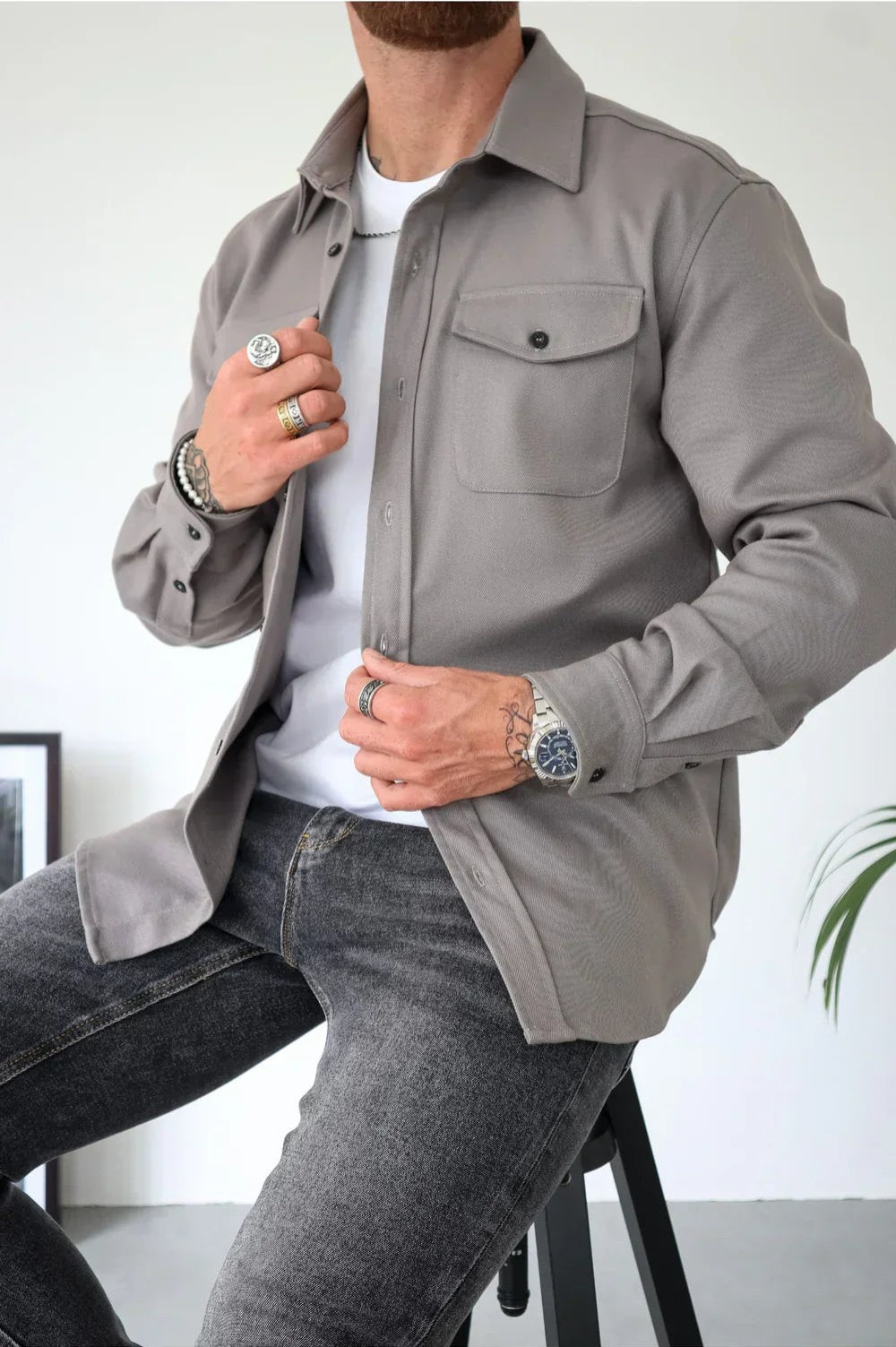 Jeroen | Overshirt Heren Lange Mouwen Borstzak