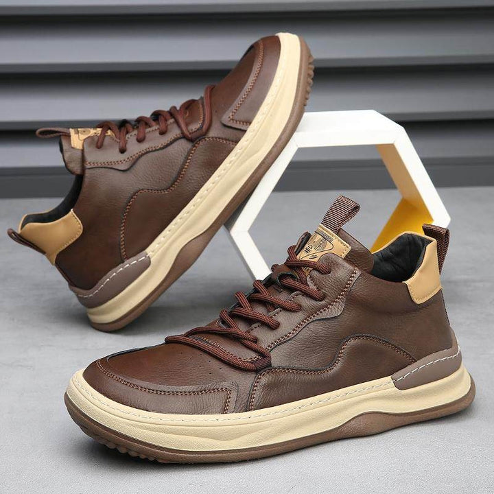 Joost | Leren Sneakers Heren Veters Dikke Zool