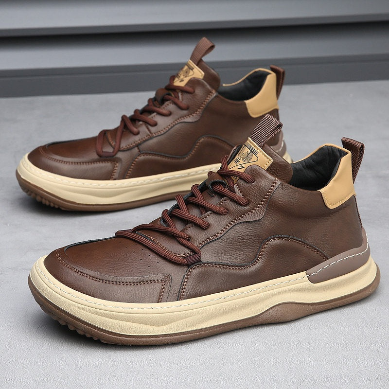 Joost | Leren Sneakers Heren Veters Dikke Zool