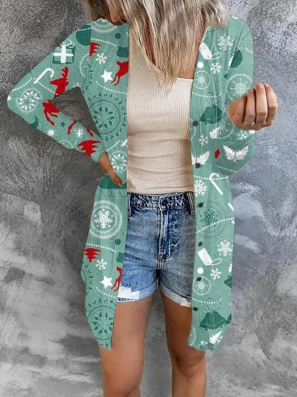 Josephine | Women's Long Christmas Cardigan Sweater Open Front