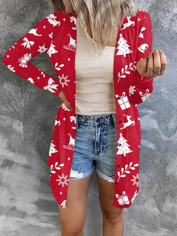 Josephine | Women's Long Christmas Cardigan Sweater Open Front