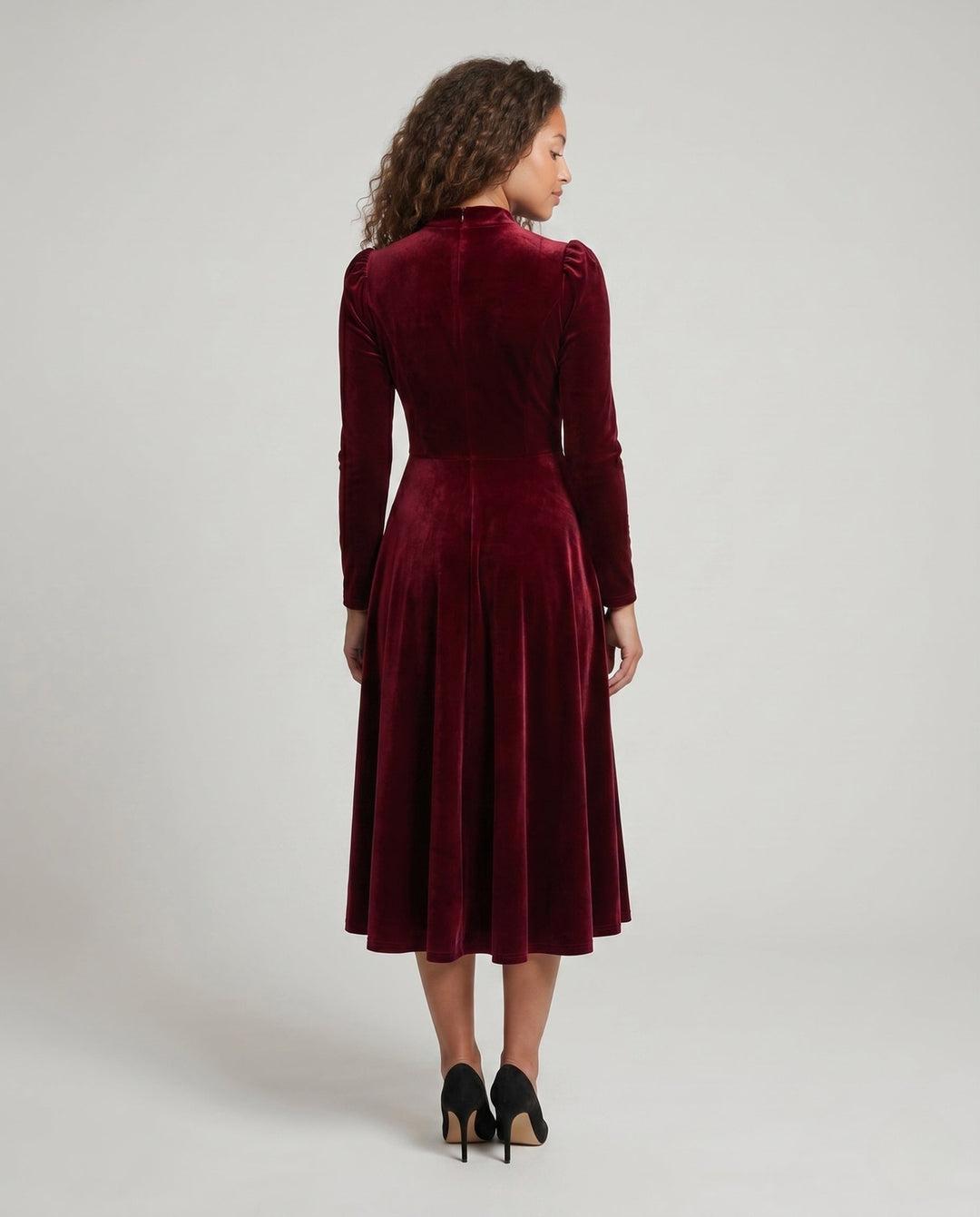 Josephine | Women's Long Sleeve Velvet Cocktail Dress Midi