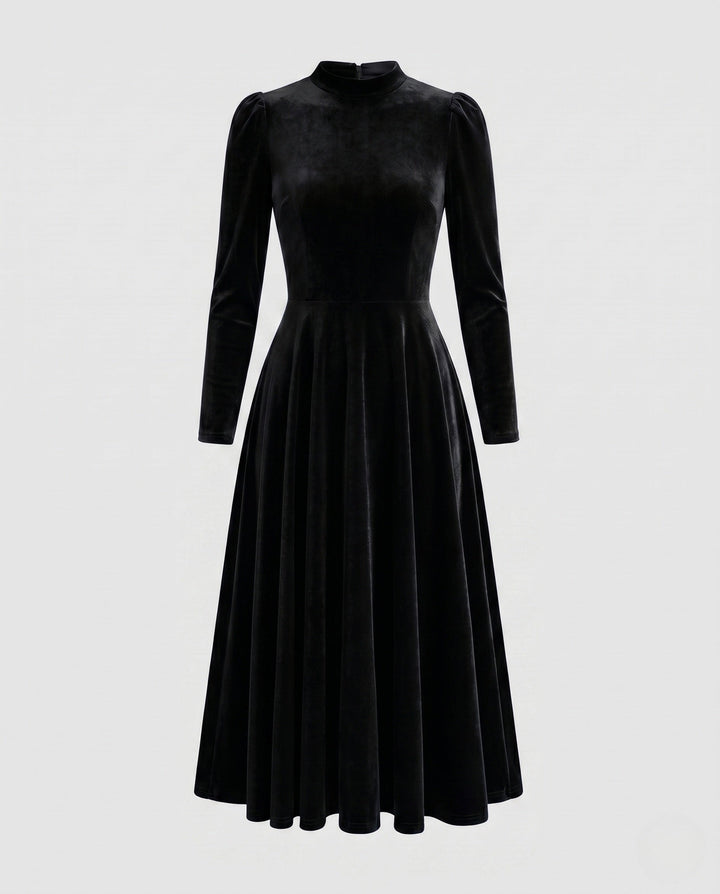 Josephine | Women's Long Sleeve Velvet Cocktail Dress Midi