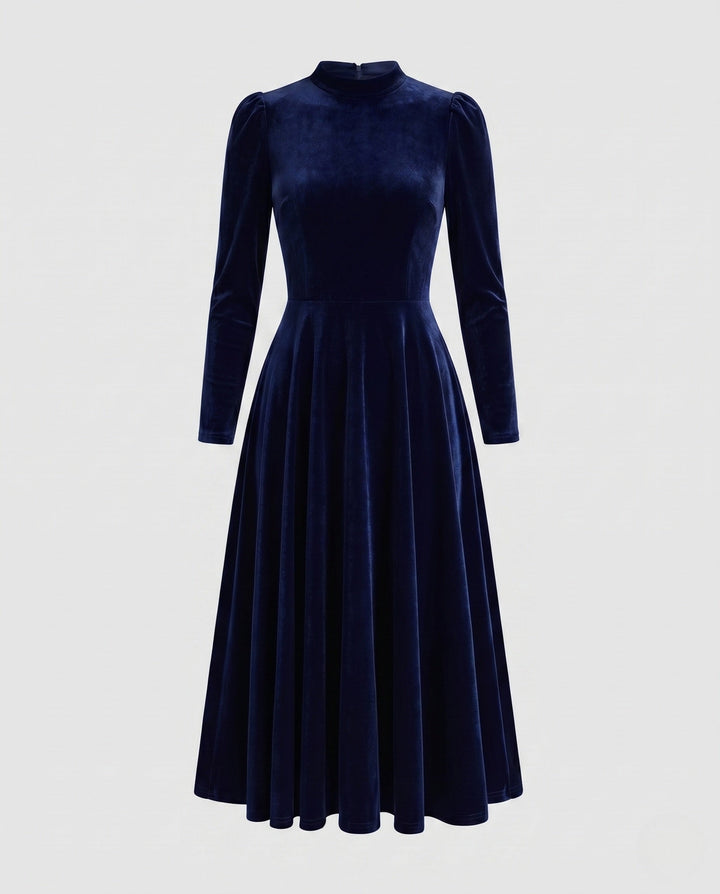 Josephine | Women's Long Sleeve Velvet Cocktail Dress Midi