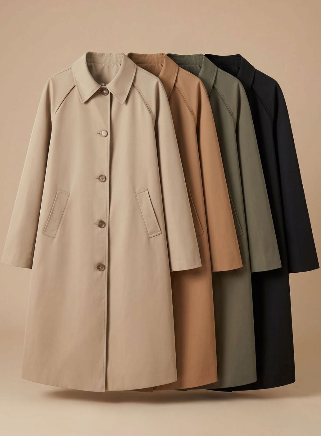 Josephine | Women's Long Trench Coat with Plaid Lining