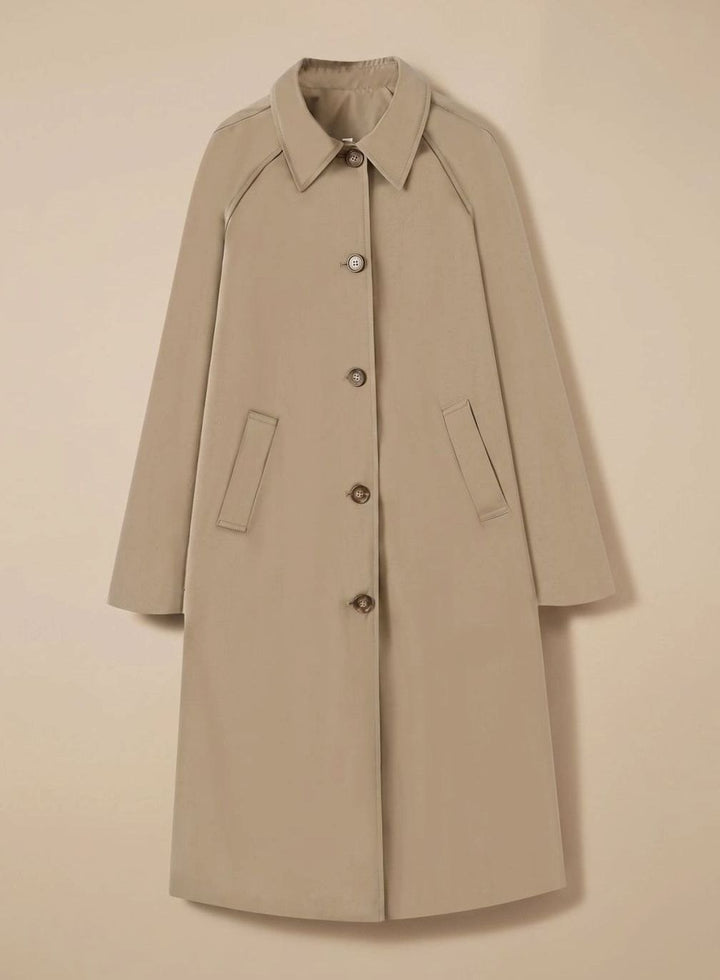 Josephine | Women's Long Trench Coat with Plaid Lining