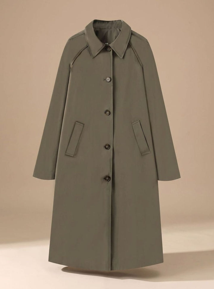 Josephine | Women's Long Trench Coat with Plaid Lining