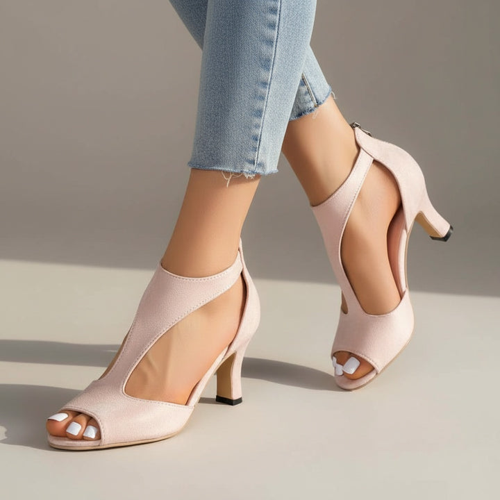 Julia | Pumps Dames Peep Toe Blokhak Suède