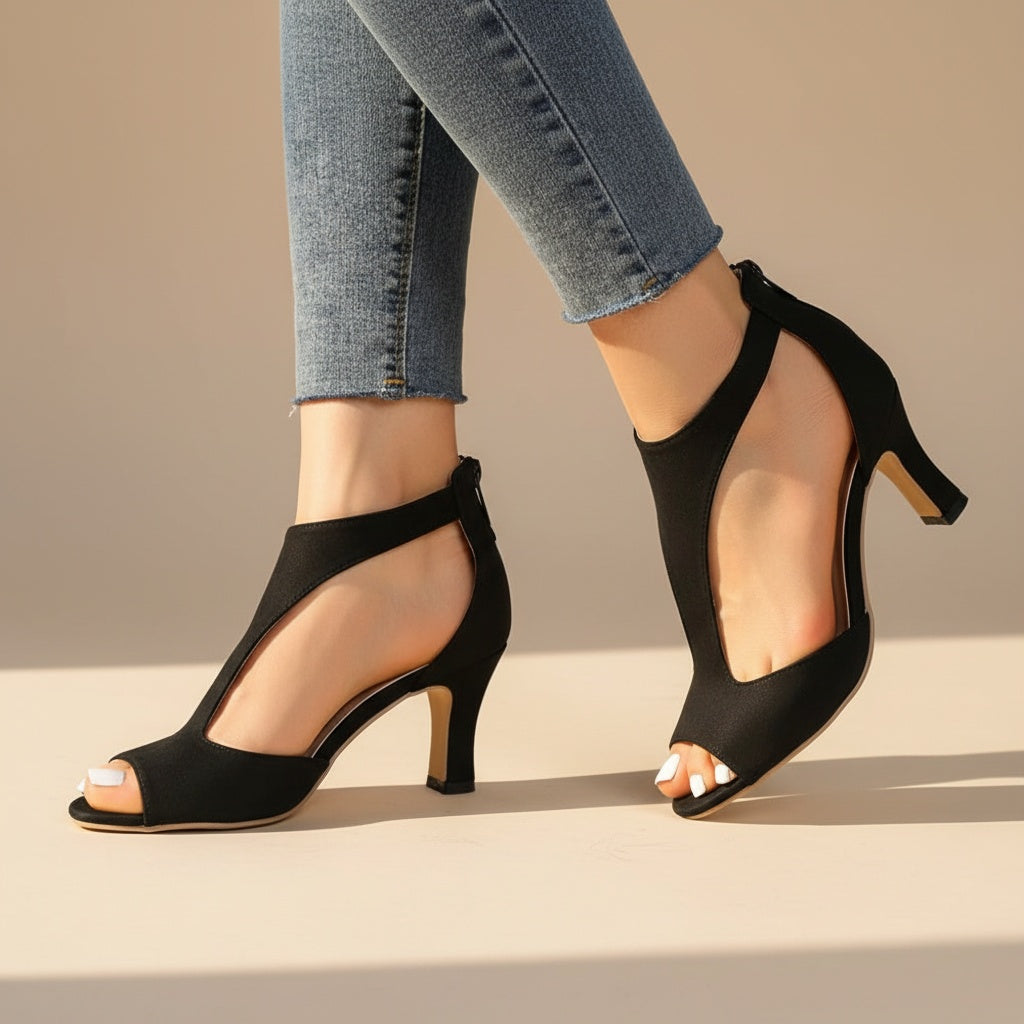 Julia | Pumps Dames Peep Toe Blokhak Suède