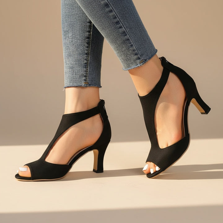 Julia | Pumps Dames Peep Toe Blokhak Suède