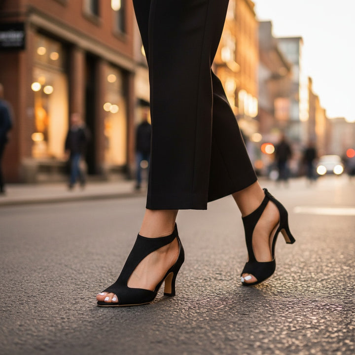 Julia | Pumps Dames Peep Toe Blokhak Suède