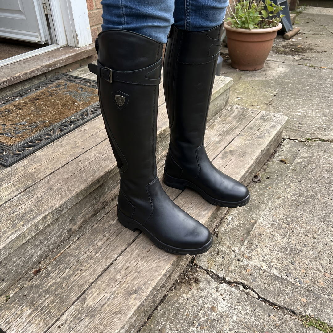 Juniper | Women's Leather-Look Knee High Riding Boots with Buckle